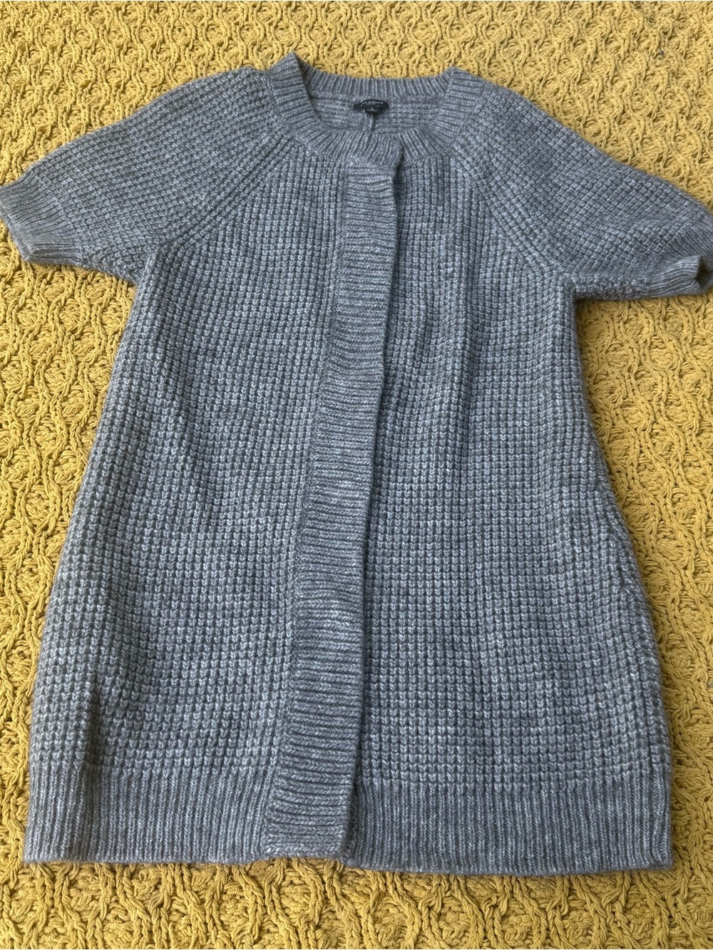 Ann Taylor Chunky Woven Grey Alpaca Blend Sweater Cardigan Womens S Neutral Long